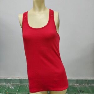 Mossimo Supply Co Red Ribbed Lace Racerback Tank Top XL